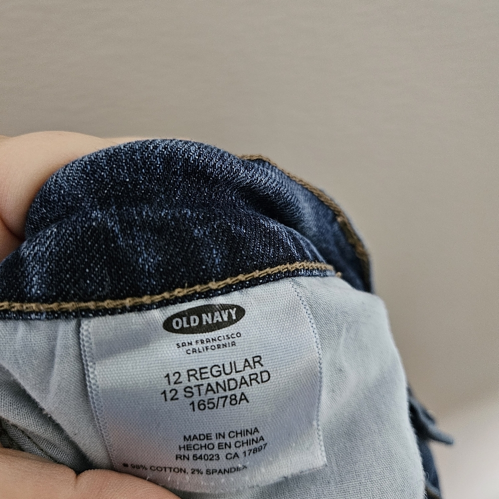 Old Navy Blue Jeans Boyfriend Comfy Straight Cropped Casual Neutral Classic - Picture 9 of 12